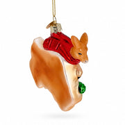 Australia Map Kangaroo Glass Christmas Ornament