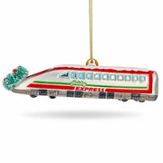 Bullet Train Express Glass Christmas Ornament