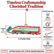 Bullet Train Express Glass Christmas Ornament