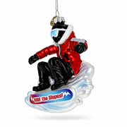 Hit the Slopes Snowboarder Glass Christmas Ornament