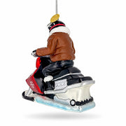 Winter Trail Rider Snowmobile Glass Christmas Ornament