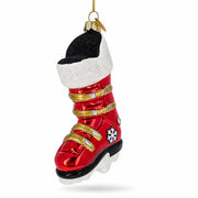 Red Ski Boot Glass Christmas Ornament