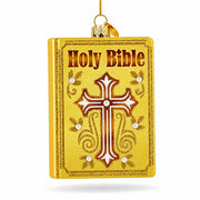 Holy Bible Book Glass Christmas Ornament