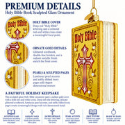 Holy Bible Book Glass Christmas Ornament