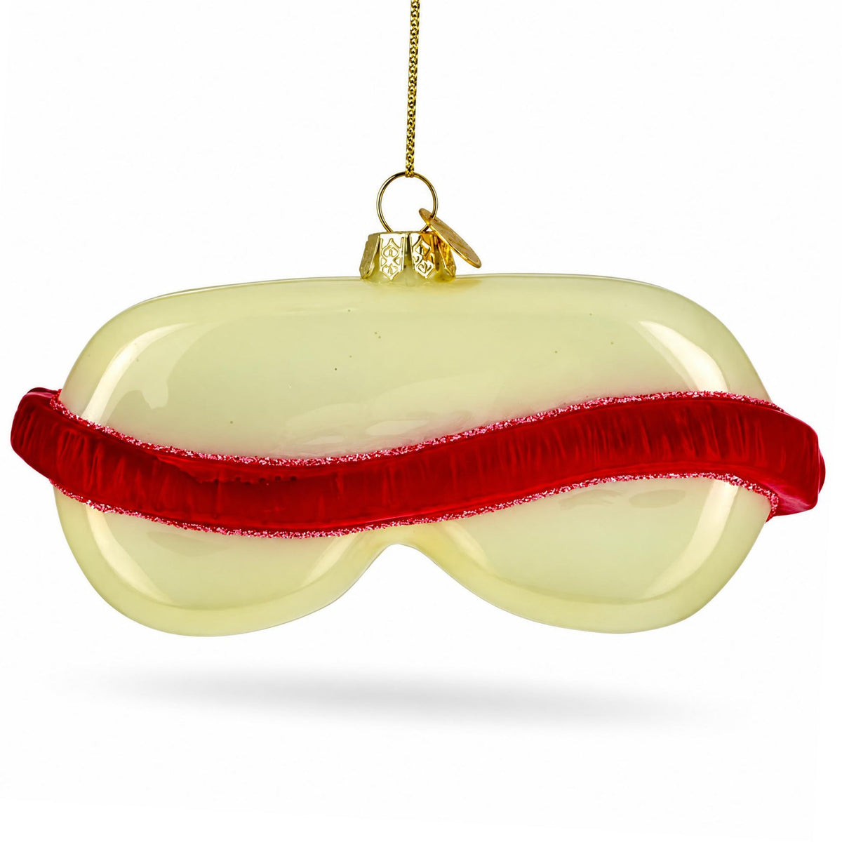 Pink Sleeping Mask with Eyelashes Glass Christmas Ornament