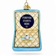 Proposal Wedding Engagement Ring Box Glass Christmas Ornament
