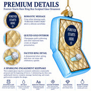 Proposal Wedding Engagement Ring Box Glass Christmas Ornament