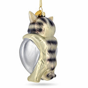 Purrfect Winter Wishes Cat Heart Glass Christmas Ornament