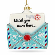 Nostalgic Wish You Were Postcard Mail Letter Glass Christmas Ornament