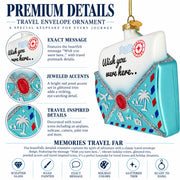 Nostalgic Wish You Were Postcard Mail Letter Glass Christmas Ornament
