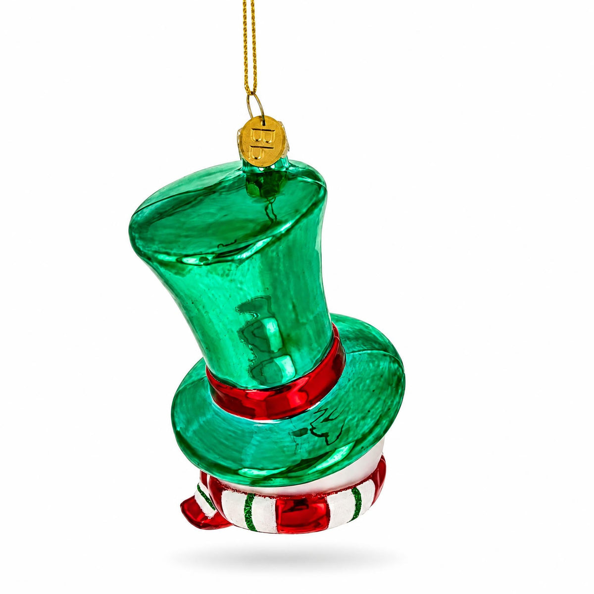 Italy Flag Snowman Head Green Top Hat Glass Christmas Ornament