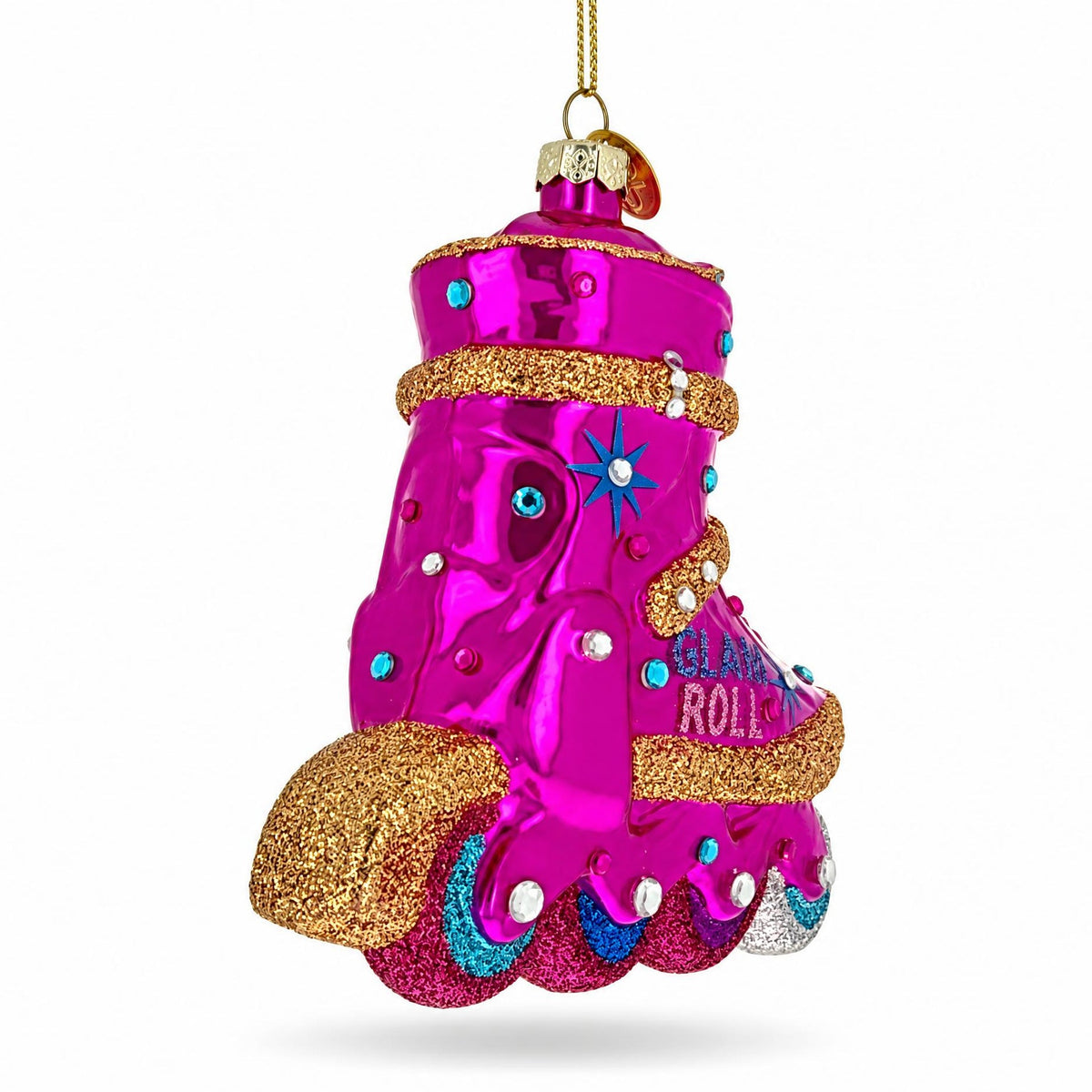 Pink Glitter Rollerblade Inline Skate Glass Christmas Ornament