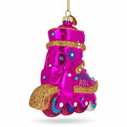 Pink Glitter Rollerblade Inline Skate Glass Christmas Ornament
