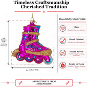 Pink Glitter Rollerblade Inline Skate Glass Christmas Ornament
