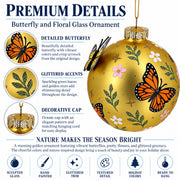 Gold Butterfly Ball Glass Christmas Ornament