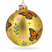 Gold Butterfly Ball Glass Christmas Ornament