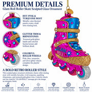 Pink Glitter Rollerblade Inline Skate Glass Christmas Ornament