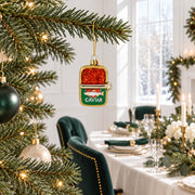Gourmet Red Caviar Tin Can Glass Christmas Ornament