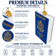 USA Travel Passport Glass Christmas Ornament