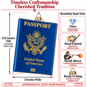 USA Travel Passport Glass Christmas Ornament