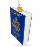 USA Travel Passport Glass Christmas Ornament