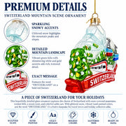 Switzerland Mountain Cable Car And Train Glass Christmas Ornament