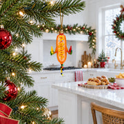 Funny Corn Dog Holding Ketchup Mustard Glass Christmas Ornament