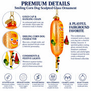 Funny Corn Dog Holding Ketchup Mustard Glass Christmas Ornament