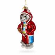 Basketball Cat Glass Christmas Ornament