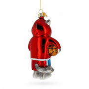 Basketball Cat Glass Christmas Ornament