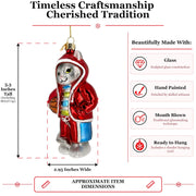 Basketball Cat Glass Christmas Ornament