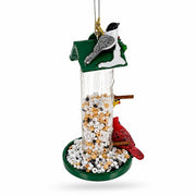 Wild Bird Seed Tube Feeder Clear Glass Christmas Ornament