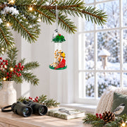 Wild Bird Seed Tube Feeder Clear Glass Christmas Ornament