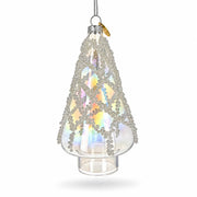 Iridescent Frosted Teardrop Clear Glass Christmas Ornament