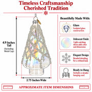 Iridescent Frosted Teardrop Clear Glass Christmas Ornament