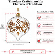 Clear Glass Onion With Gold Floral Design Christmas Ornament