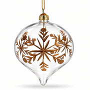 Clear Glass Onion With Gold Floral Design Christmas Ornament