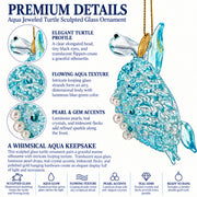 Light Blue Beaded Glass Sea Turtle Christmas Ornament