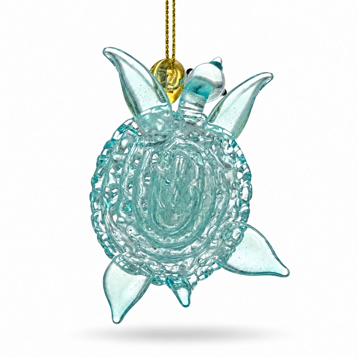 Light Blue Beaded Glass Sea Turtle Christmas Ornament