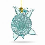 Light Blue Beaded Glass Sea Turtle Christmas Ornament