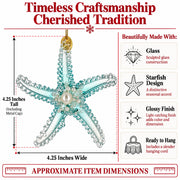Light Blue Pearl Beaded Glass Starfish Christmas Ornament