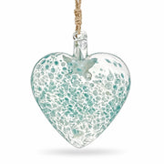 Blue Speckled Glass Heart With Starfish Christmas Ornament