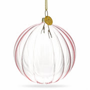 Light Pink Ribbed Glass Ball Christmas Ornament