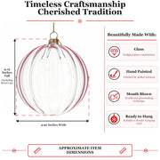 Light Pink Ribbed Glass Ball Christmas Ornament