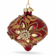 Burgundy Glass Onion Gold Leaf Crystal Christmas Ornament