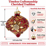 Burgundy Glass Onion Gold Leaf Crystal Christmas Ornament