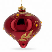 Burgundy Glass Onion Gold Leaf Crystal Christmas Ornament