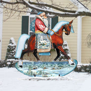 Horsey Santa Christmas Outdoor Yard Sign by G. DeBrekht - Christmas Santa Snowman Decor - 8151121F