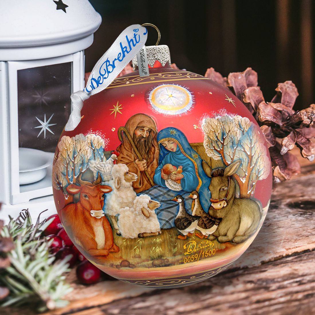 Story of Nativity Ball Glass Ornament Limited Edition by G. DeBrekht - Nativity Holiday Decor - 73853