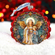 Guardian Angel Wreath Glass Ornament by G. Debrekht - Nativity Holiday Decor - 759-053